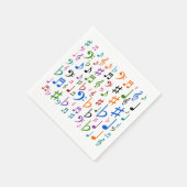 Veel muzieknoten en symbolen servet (Hoek)