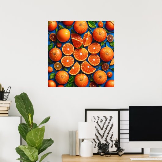 Veel oranje fruitschilderijen. poster (Thuiskantoor)