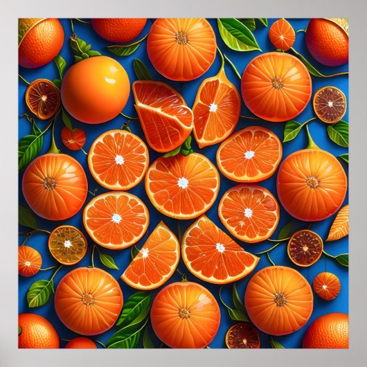 Veel oranje fruitschilderijen. poster (Voorkant)