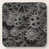 Veel oude roestige metalen tandwielen of machineon drankjes onderzetter (Voorkant)