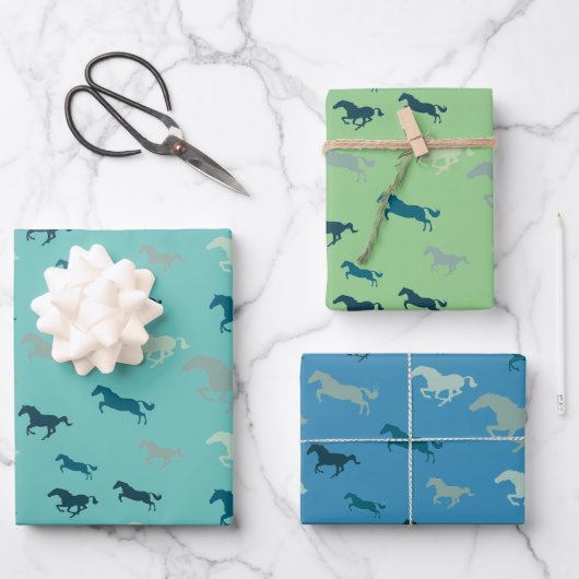 Veel paarden ontwerpen inpakpapieren vellen (Voorkant)