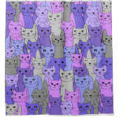 Veel Paarse katten Douchegordijn (Voorkant)
