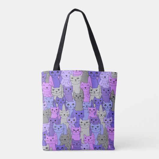 Veel Paarse katten ontwerpen Canvas tas (Achterkant)