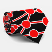 Veel paden II Rood en wit op zwart Stropdas (Opgerold)