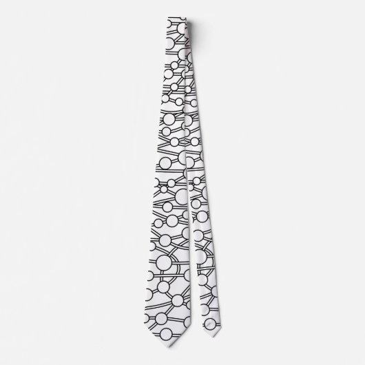 Veel paden II Wit met zwart op wit Stropdas (Voorkant)