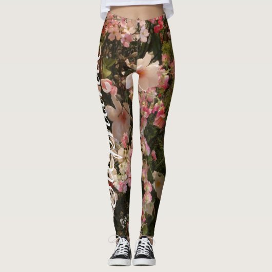 Veel pastelbloemen Chique naam Mode Yoga Leggings (Voorkant)