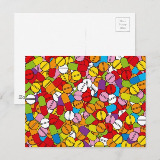 Veel pillen briefkaart (Voorkant / Achterkant)