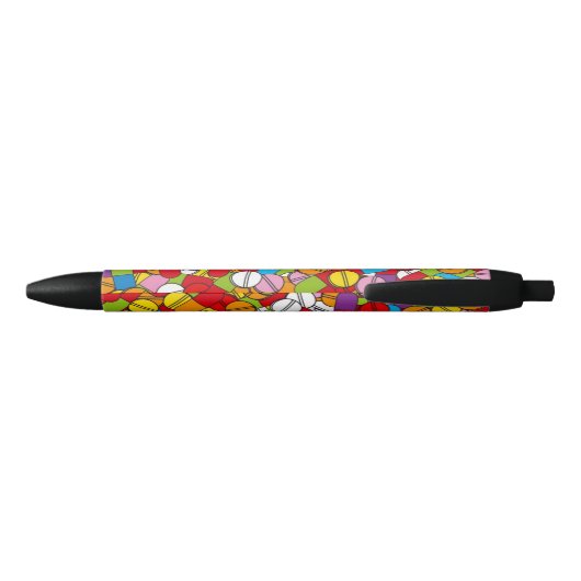 Veel pillen kleurrijk modern zwarte inkt pen (Achterkant)