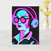 Veel plezier in de zomer | AI Art Cool Lady in Hoo Kaart (Gele Bloem)