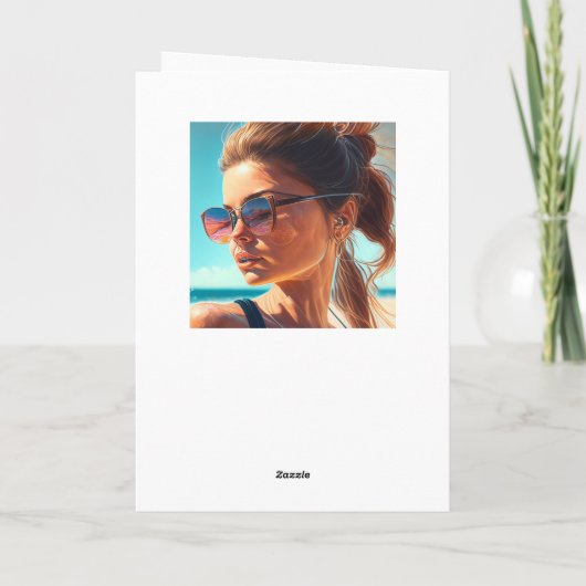 Veel plezier in de zomer | Mooie vrouw op het stra Kaart (Achterkant)