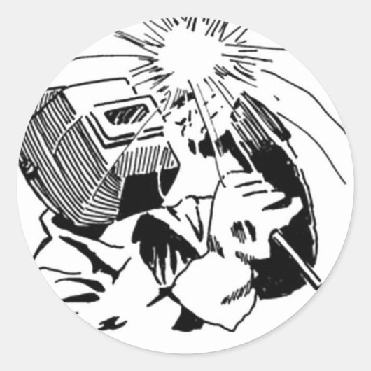 Veel plezier in je kubusje, ik zal lassen! ronde sticker (Voorkant)