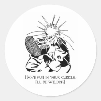 Veel plezier in je kubusje, ik zal lassen! ronde sticker