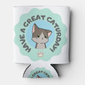 Veel plezier op zaterdag! Cartooneske Blauwe Groen Blikjeskoeler (Voorkant)