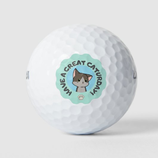Veel plezier op zaterdag! Cartooneske Blauwe Groen Golfballen (Voorkant)