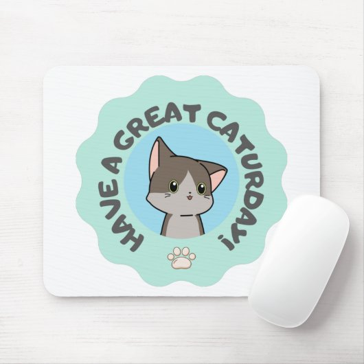 Veel plezier op zaterdag! Cartooneske Blauwe Groen Muismat (Met muis)