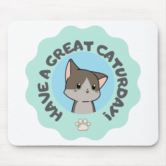 Veel plezier op zaterdag! Cartooneske Blauwe Groen Muismat (Voorkant)