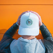 Veel plezier op zaterdag! Cartooneske Blauwe Groen Trucker Pet