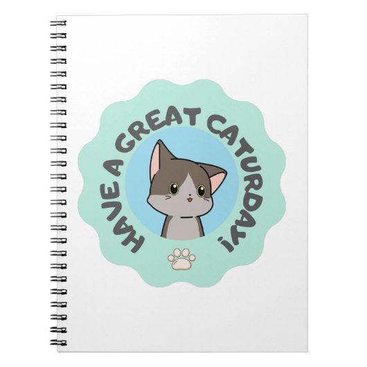 Veel plezier op zaterdag! Mangalike blauwe groene Notitieboek (Voorkant)