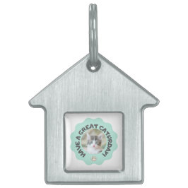 Veel plezier op zaterdag! Turquoise aangepaste kat Huisdieren Naamplaatje