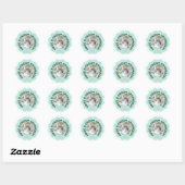 Veel plezier op zaterdag! Turquoise aangepaste kat Ronde Sticker (Vel)
