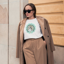 Veel plezier op zaterdag! Turquoise aangepaste kat T-shirt