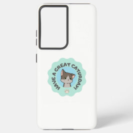 Veel plezier op zaterdag! Turquoise cartoon mangak Samsung Galaxy Hoesje