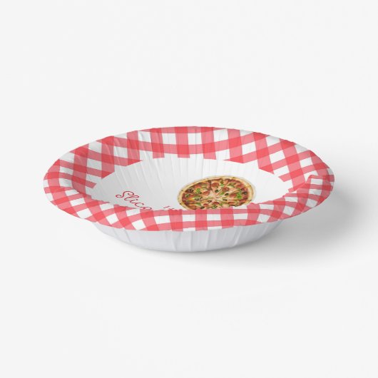 Veel plezier! Pizza Verjaardagsfeestje Papieren Kommen (Gebogen)