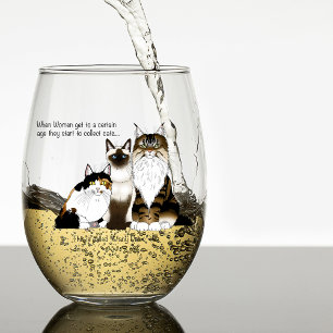 Veel poten grappige overgang Cat Lady Humor Blauw Wijnglas Zonder Voet