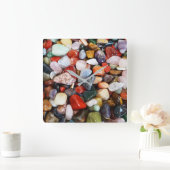 Veel prachtig gekleurde stenen vierkante klok (Huis)