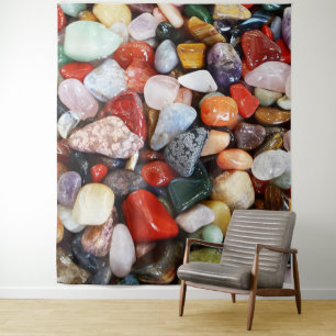 Veel prachtig gekleurde stenen wandkleed