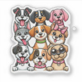 Veel Puppies Sticker (Voorkant)