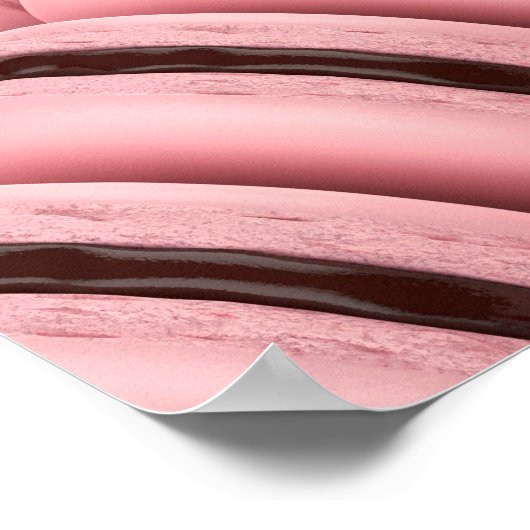 Veel rijen met roze Franse macarons Poster (Hoek)