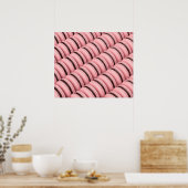 Veel rijen met roze Franse macarons Poster (Keuken)