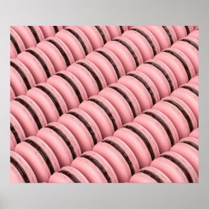 Veel rijen met roze Franse macarons Poster