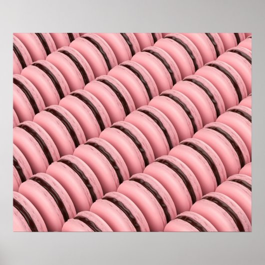 Veel rijen met roze Franse macarons Poster (Voorkant)