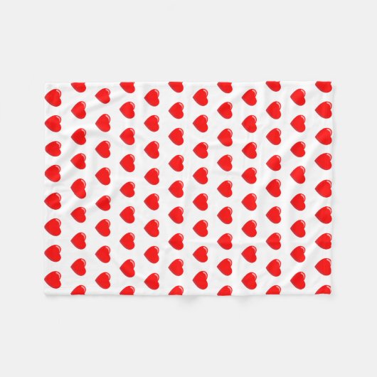 Veel rode hartjes op witte fleece deken (Voorkant (Horizontaal))