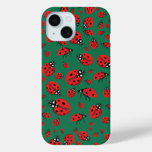 Veel rode lieveheersbeestjes Lucky Pattern Emerald iPhone 15 Case