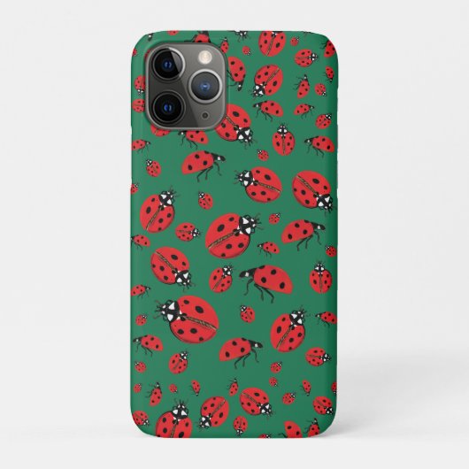 Veel rode lieveheersbeestjes Lucky Pattern Green Case-Mate iPhone Case (Achterkant)