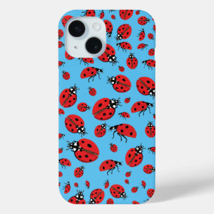 Veel rode lieveheersbeestjes Lucky Pattern Sky Blu iPhone 15 Case