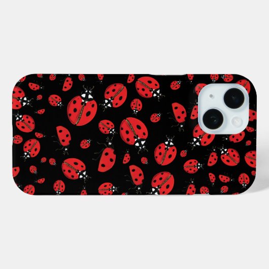 Veel rode lieveheersbeestjes Lucky Pattern Zwart Case-Mate iPhone Case (Achterkant (horizontaal))