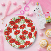 Veel rode papavers papieren bordje (Feest)