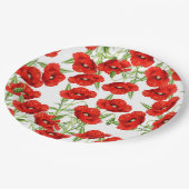 Veel rode papavers papieren bordje (Gekanteld)