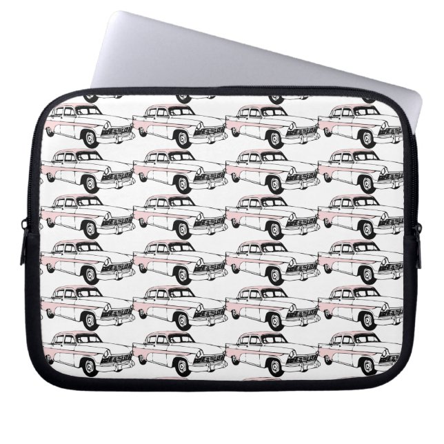 Veel  roze auto's laptop sleeve (Voorkant)