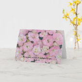 Veel roze bloemen liefhebbende bijbelse Kaart (Gele Bloem)