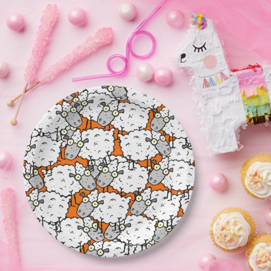 Veel schapen papieren bordje (Feest)