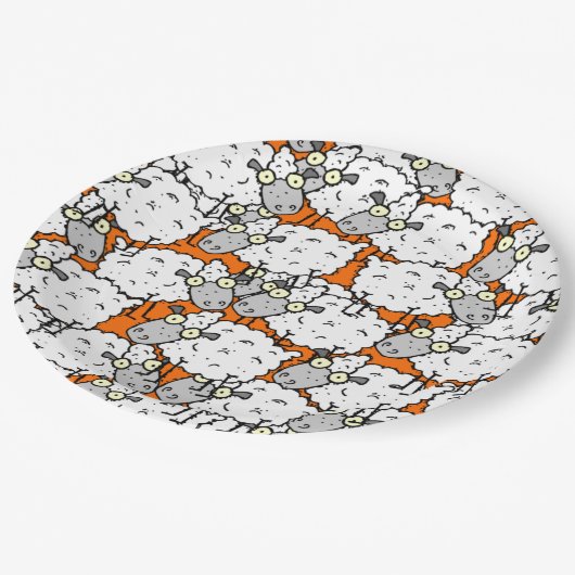 Veel schapen papieren bordje (Gekanteld)