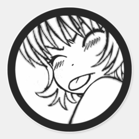 Veel - schattig anime - Kawaii >_< Ronde Sticker (Voorkant)