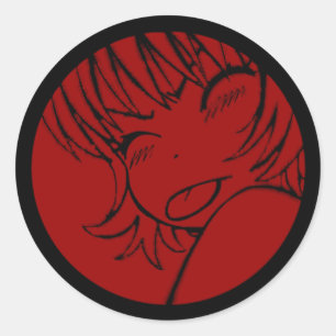 Veel - schattig anime - Kawaii >_< rood Ronde Sticker