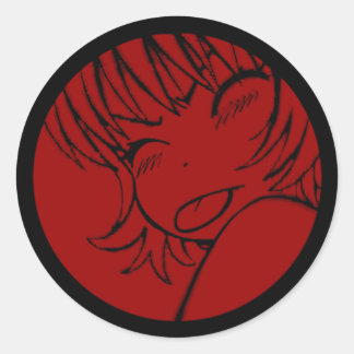 Veel - schattig anime - Kawaii >_< rood Ronde Sticker