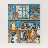 Veel Schattigee Cats Folk Art puzzel Legpuzzel (Verticaal)